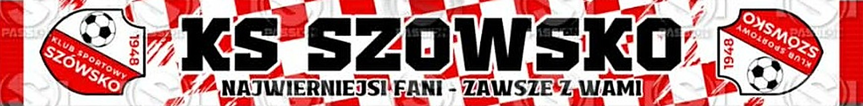 Szalik kibica KS Szówsko z herbem i napisem Najwierniejsi fani – zawsze z wami